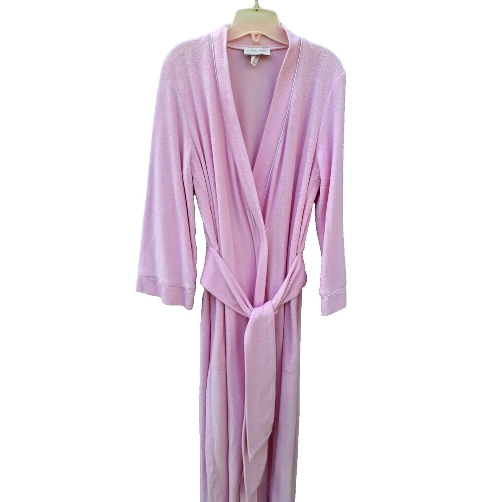 Vintage Carlton Hall Women Pink Robe Gown Loungewear Size S Small USA Pockets